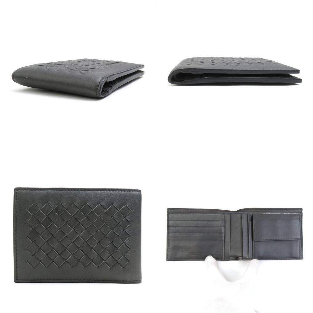 Bottega Veneta Intrecciato leather wallet dark bi fold gray